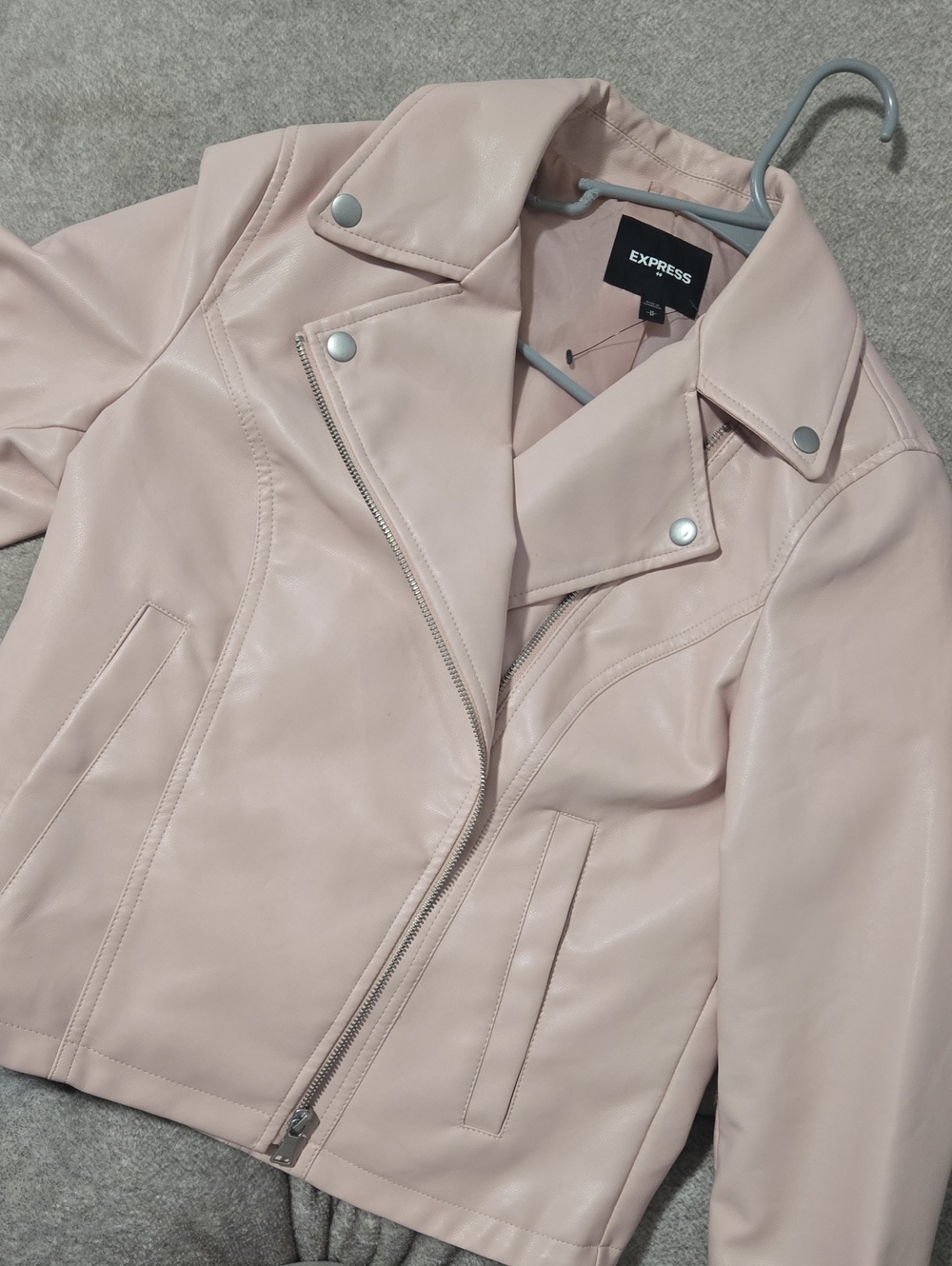 Express Pale Blush Faux Leather Moto Jacket
